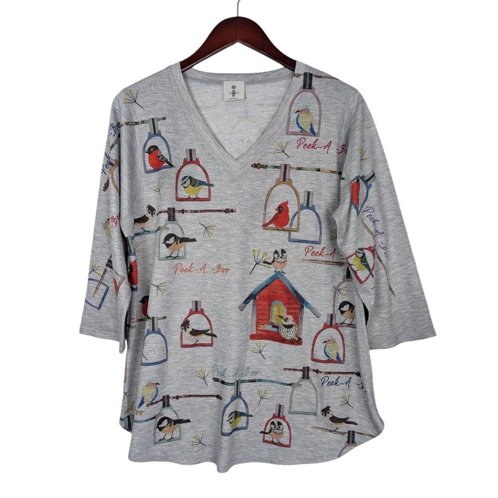 Inoah Peek A Boo Birds Print Top